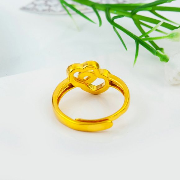 Fashion copper plated 24 karat gold open heart ring - Picture 1 of 5